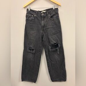 Levi's Charcoal Premium Baggy Dad Jeans Size 27 Distressed Big E